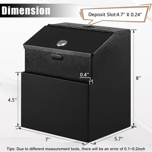 Miniatura 2 de KYODOLED Caja de sugerencias con candado y 50 tarjetas de sugerencia gratis, boleta de metal montada en la pared, caja de donación y colección