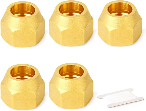 GASHER 5 piezas de conexiones de tubo de latón SAE con abocinado de 45 grados, extensión de tubo de cobre para aire acondicionado de 5/8" con tuerca