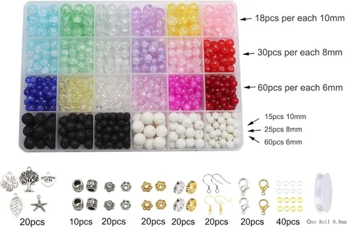 Miniatura 3 de 848 cuentas redondas de cristal agrietado – 0.236 pulgadas, 0.315 pulgadas, 0.394 pulgadas, 0.394 pulgadas, jade artificial para hacer joyas