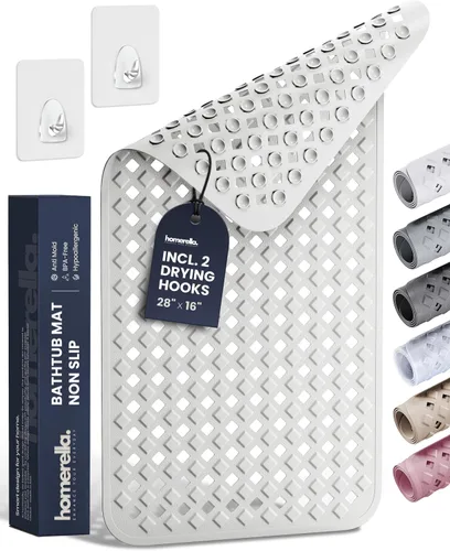 Miniatura 15 de Homerella® Alfombrilla de Bañera Antideslizante 35x16, Incl. Ganchos para Secar, Extra Larga, 100% Libre de BPA, Alfombrilla de Ducha Antideslizante