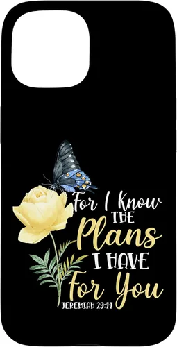 Miniatura 6 de iPhone 16 Christian Bible Verse Butterfly Rose Flower Jeremiah 29:11 Case
