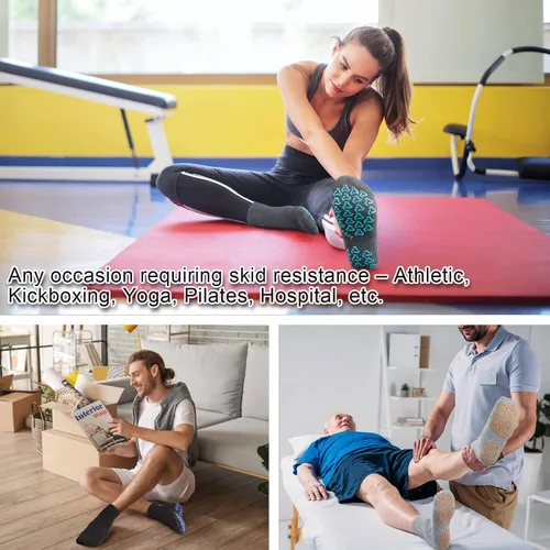 Miniatura 2 de Ozaiic Calcetines de agarre antideslizantes para yoga hogar entrenamiento barra pura pilates hospital calcetines de cojín ideales para hombres
