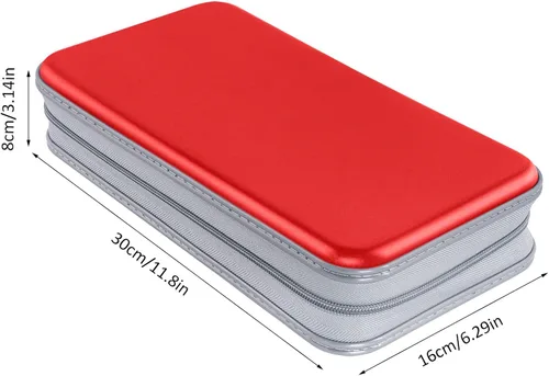 Miniatura 6 de Siveit Funda para CD, soporte para 80 CD/DVD, carteras para CD/DVD, estuches duros de plástico para CD/DVD, organizador de almacenamiento para Rojo