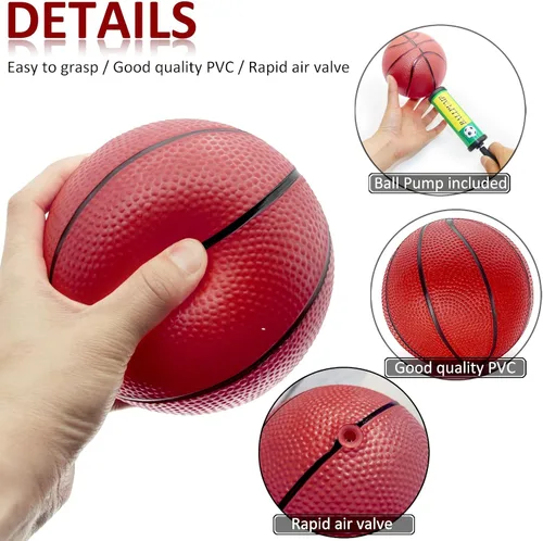 Miniatura 3 de Oleitodh Juego de 40 mini pelotas de baloncesto inflables de 6 pulgadas, juego de baloncesto pequeño de PVC para juegos de aro de puerta, regalos