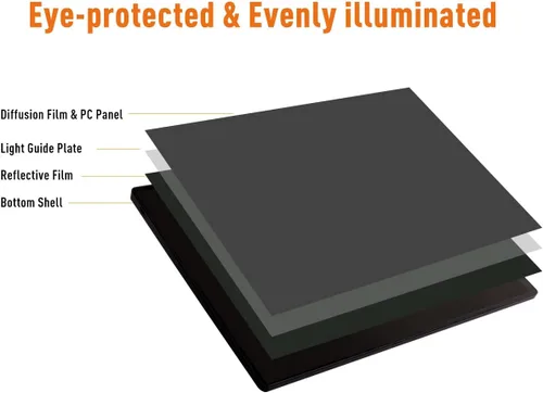 Miniatura 7 de YINGWOND Almohadilla de luz LED recargable A4 con funda acolchada, caja de luz de seguimiento con soportes elevadores y clip para papel, 6 niveles