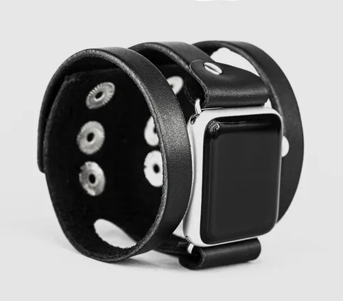 Miniatura 5 de Correa ancha de cuero compatible con Apple Watch de 1.496 in 1.575 in 1.614 in 1.654 in 1.732 in 1.772 in 1.811 in 1.929 in, hecha a mano UA código
