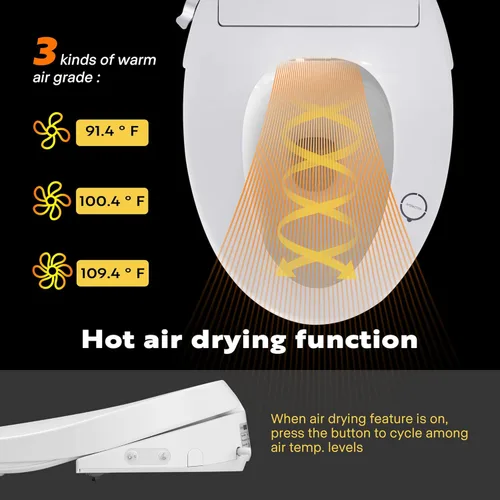 Miniatura 4 de VIVOHOME Asiento de inodoro con calefacción inteligente con boquilla autolimpiante para limpieza trasera y delantera, secador de aire caliente