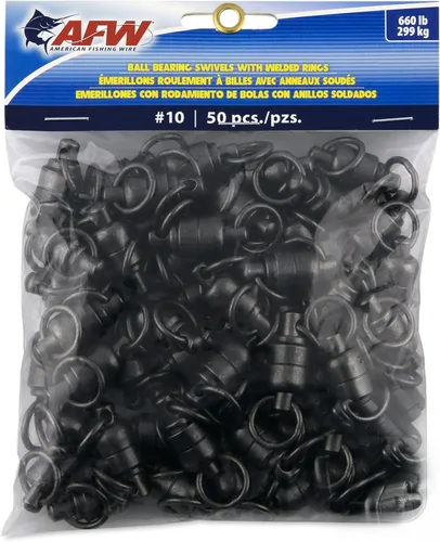 Miniatura 14 de AFW Solid Brass Ball Bearing Fishing Swivels with Double Welded Rings - Patented Bullet Shaped Head for Reduced Water Resistance, Black Finish