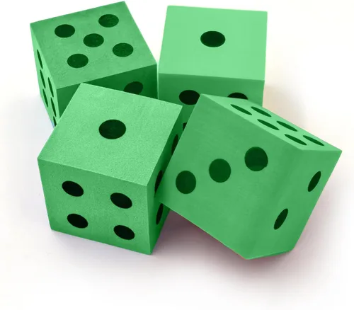 Deke Home - Juego de dados de espuma (paquete de 4), dados grandes para el aula y la escuela en casa, color verde brillante, grande de 1.96