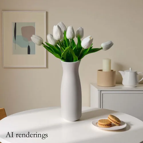 Miniatura 2 de Tulipanes artificiales, 10 cabezas, mini flores artificiales de tacto real, tulipán falso para decoración del hogar, boda, fiesta, ramo de flores