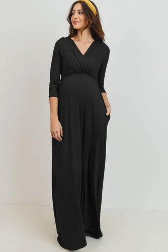 Miniatura 5 de LaClef Vestido de maternidad fruncido con bolsillo para mujer