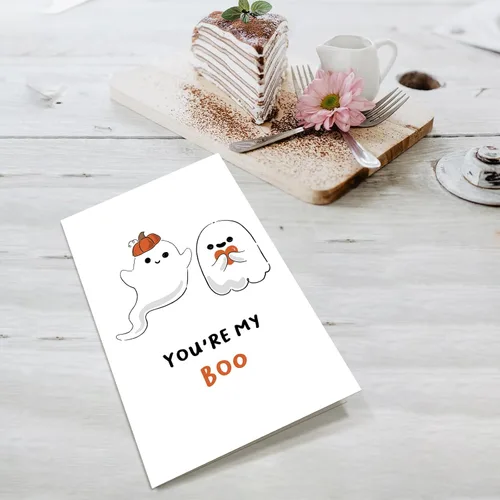 Miniatura 4 de Supoeguk Bonita tarjeta de aniversario de fantasma para marido y esposa, tarjeta de Halloween con texto en inglés «You Are My Boo para él y ella»