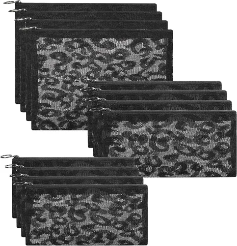 Miniatura 13 de 12 bolsas de malla de nailon con cremallera, bolsas de malla para cosméticos, bolsas de maquillaje, estuche de lápices, bolsas de viaje multiusos