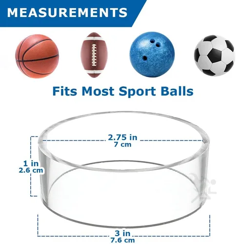 Miniatura 4 de OnFireGuy 6pcs Acrylic Sports Ball Display Stands Clear Storage Display for Basketball, Football, Volleyball, Bowling, Soccer Ball 3" W x 1" H