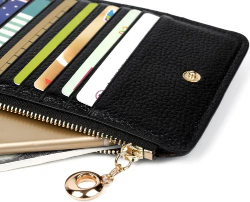 Miniatura 4 de Yaluxe- Cartera para mujer con bloqueo RFID, de cuero genuino, multiorganizador de tarjetas con bolsillo con zíper
