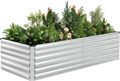 Miniatura 47 de NAVINE Cama de jardín elevada de 8 x 4 x 2 pies, macetas elevadas de metal grande, macetas para plantas al aire libre para verduras, flores