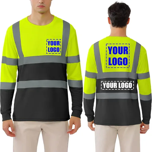 Miniatura 22 de BeautyWill Camisa de seguridad con logotipo personalizado Hi Vis Class2 Camisa reflectante de alta visibilidad con bolsillo Camisa de trabajo