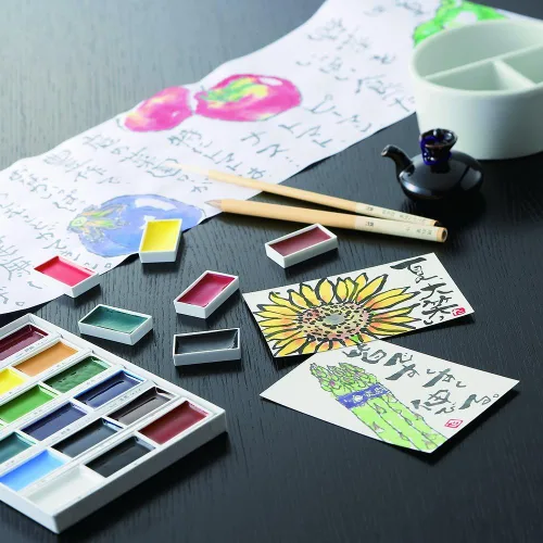 Miniatura 4 de Kuretake MC22-4 Color de cara, letra de imagen, color de cara, juego de dibujo, melocotón