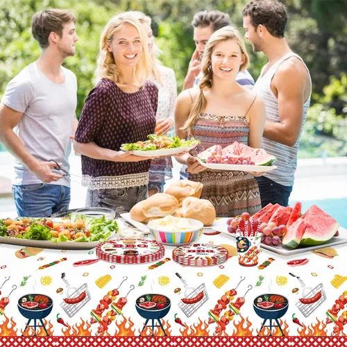 Miniatura 6 de Amylove Paquete de 2 manteles de pícnic para fiestas de barbacoa, 86 x 51 pulgadas, resistentes a las manchas, para baby shower, cumpleaños