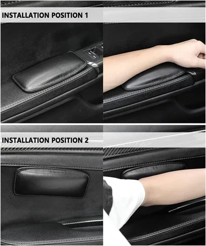 Miniatura 3 de IHOTDER 2 piezas de cojín para rodilla de coche, cojín de cuero suave para puerta de coche y reposabrazos para rodilla, pierna y codo, cojín Negro
