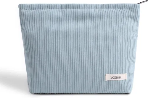 Miniatura 14 de Bolsas de cosméticos para mujer, bolsa de cosméticos de pana, bolsos estéticos para mujer, bolsos de mano con puntos sonrientes, organizador
