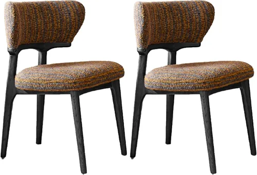 Miniatura 10 de Sillas de comedor retro, juego de sillas de comedor de madera, silla de cocina tapizada, silla de tocador de recepción, asiento sin brazos con Negro