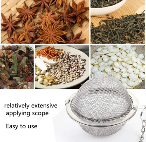 Miniatura 5 de Filtro de té de acero inoxidable 6pcs malla de filtro de bola de té redondo con cadena