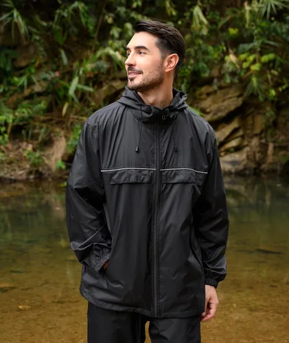 Miniatura 23 de SWISSWELL Chaqueta impermeable para hombre, rompevientos, ligera con capucha para uso diario casual