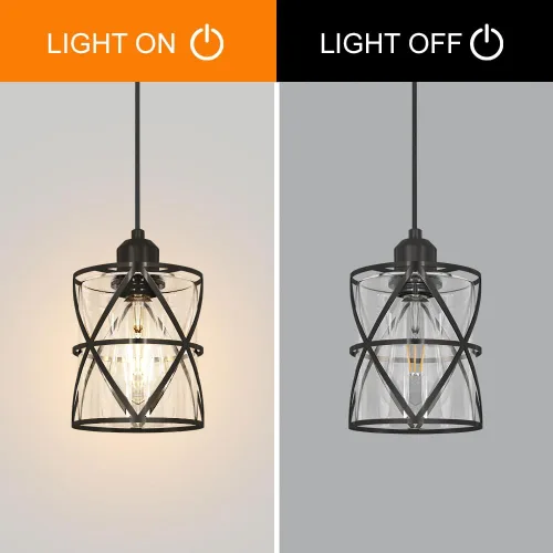 Miniatura 8 de DSMJFU - Paquete de 2 luces colgantes negras, iluminación colgante ajustable de vidrio transparente moderno para cocina, isla, dormitorio, baño