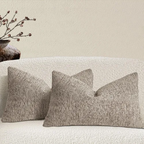 Miniatura 15 de Juego de 2 fundas de almohada decorativas de tela de felpilla con textura para sofá, estilo rústico retro de mediados de siglo, 18 x 18 pulgadas