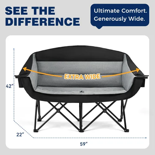 Miniatura 3 de apollo walker Silla de Campamento Doble de Gran Tamaño para 2 Personas - Sofá de Campamento Extra Ancho y Resistente de 600 libras con Portavasos