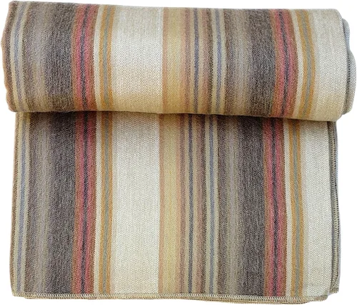 Miniatura 3 de DAVLINA, Manta de lana de alpaca Súper suave, ligera, transpirable e hipoalergénica No pica ni rasca (beige marrón multicolor, Queen