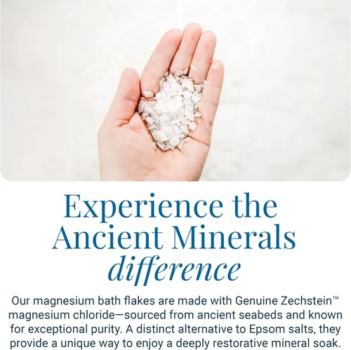 Miniatura 4 de Ancient Minerals Copos de baño de magnesio - Cloruro de magnesio puro de Zechstein para remojo y reposición de todo el cuerpo (16 lb)