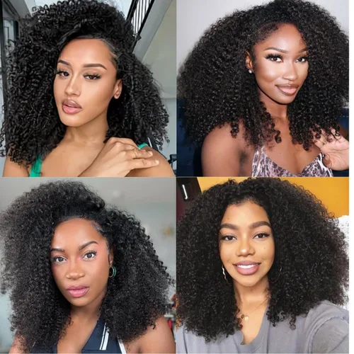 Miniatura 2 de Paquetes de cabello humano rizado afro mongol de 8, 8, 8 pulgadas, 4B 4C, afro, a granel, cabello humano virgen sin procesar, extensiones de cabello