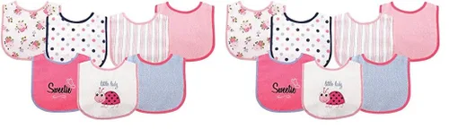 Luvable Friends Baberos unisex de algodón con parte trasera de PEVA, mariquita, talla única (paquete de 2)
