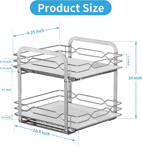 Miniatura 7 de BOIVSHI Estante de especias extraíble, organización de especias de 2 niveles para gabinete, estante de especias resistente, 9-1/4 pulgadas de ancho