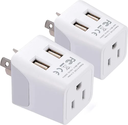 Miniatura 17 de Adaptador de viaje Ceptics, de EE. UU. a Japón, Filipinas, con doble USB, tipo A, ultra compacto Tipo L - Italia