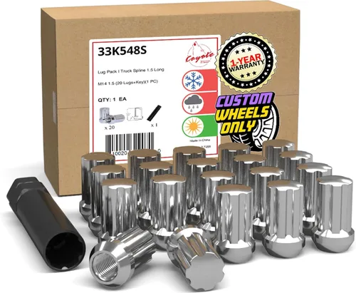 Miniatura 18 de Wheel Accessories Parts 20 tuercas de llanta M14x1.5 14x1.5 rosca OEM estilo fábrica 1.65" largo negro 7/8" 0.866 in hexagonal para Jeep Wrangler