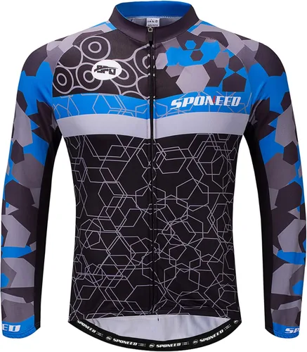 Miniatura 24 de sponeed Ropa de ciclismo para hombre, manga larga, para bicicleta de montaña, camiseta de bicicleta de carretera, pantalones acolchados, trajes
