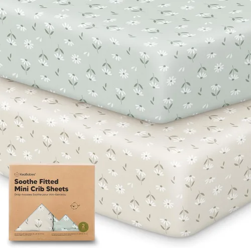 Miniatura 23 de 2 paquetes de sábanas ajustadas para mini cuna - 38x26 sábanas Pack N Play para colchón Pack and Play, algodón orgánico, ropa de cama transpirable