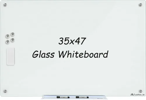 Miniatura 11 de Pizarra blanca magnética de vidrio negro, pizarra de borrado en seco de vidrio negro de 4 x 3 pies, pizarra blanca de vidrio templado sin marco
