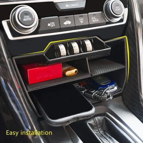 Miniatura 4 de Caddy impermeable de plástico ABS para Honda Civic Sedan 10ª generación, caja de consola central, bandejas para monedas, organizador con cable