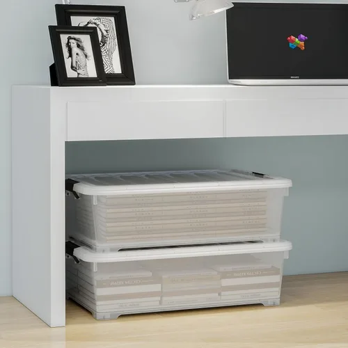 Miniatura 5 de Contenedor de almacenamiento transparente de 26 cuartos de galón, caja de almacenamiento de plástico debajo de la cama, contenedor de almacenamiento