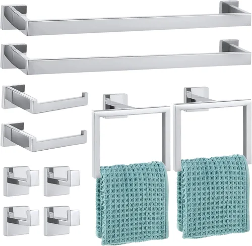 Miniatura 19 de Gisafai Juego de 15 piezas de accesorios de baño negros de 23.6 pulgadas, kit de barra de toalla de baño de acero inoxidable, toalleros, ganchos