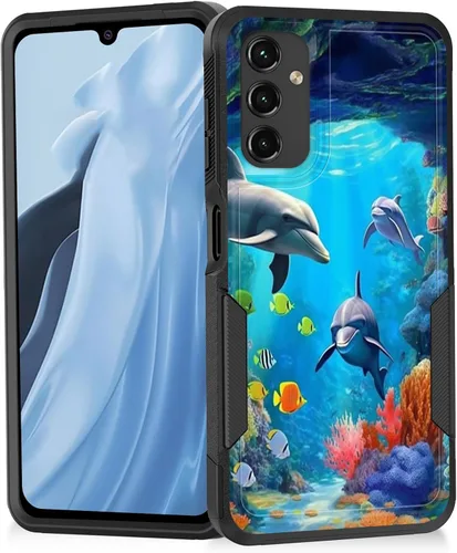 Miniatura 99 de Funda para Galaxy A14 5G, resistente de doble capa híbrida de policarbonato duro, goma suave, a prueba de golpes, funda protectora resistente