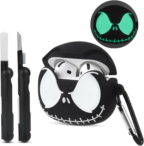 Funda para AirPods 4 con kit de limpieza, [brilla en la oscuridad] Funda de silicona suave para Apple AirPods de 4ª generación, divertidas fundas de