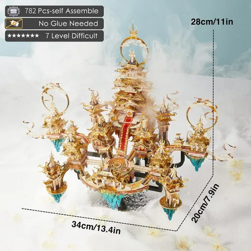 Miniatura 4 de Piececool LINGXIAO - Juego de rompecabezas asiáticos de metal 3D, kits de construcción de metal para adultos, rompecabezas de rompecabezas