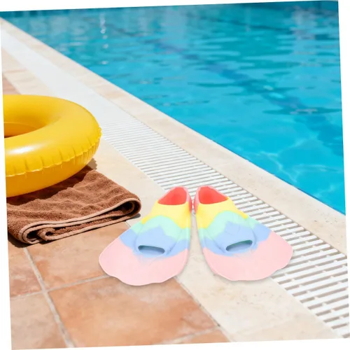 Miniatura 6 de ORFOFE Aletas de natación de silicona, cuchillas cortas, aletas en forma de abanico para buceo y entrenamiento de esnórquel, equipo de natación