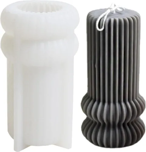 Miniatura 9 de Molde de silicona para velas a rayas de barril Molde de jabón para velas de pilar geométrico, molde de fondant, molde para hornear pastel