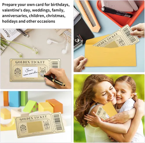 Miniatura 6 de 1 pieza de tarjeta de rascar con boleto dorado y sobre, tarjeta de rascar y revelar sorpresa para escribir tu propio mensaje especial para A-1 pieza